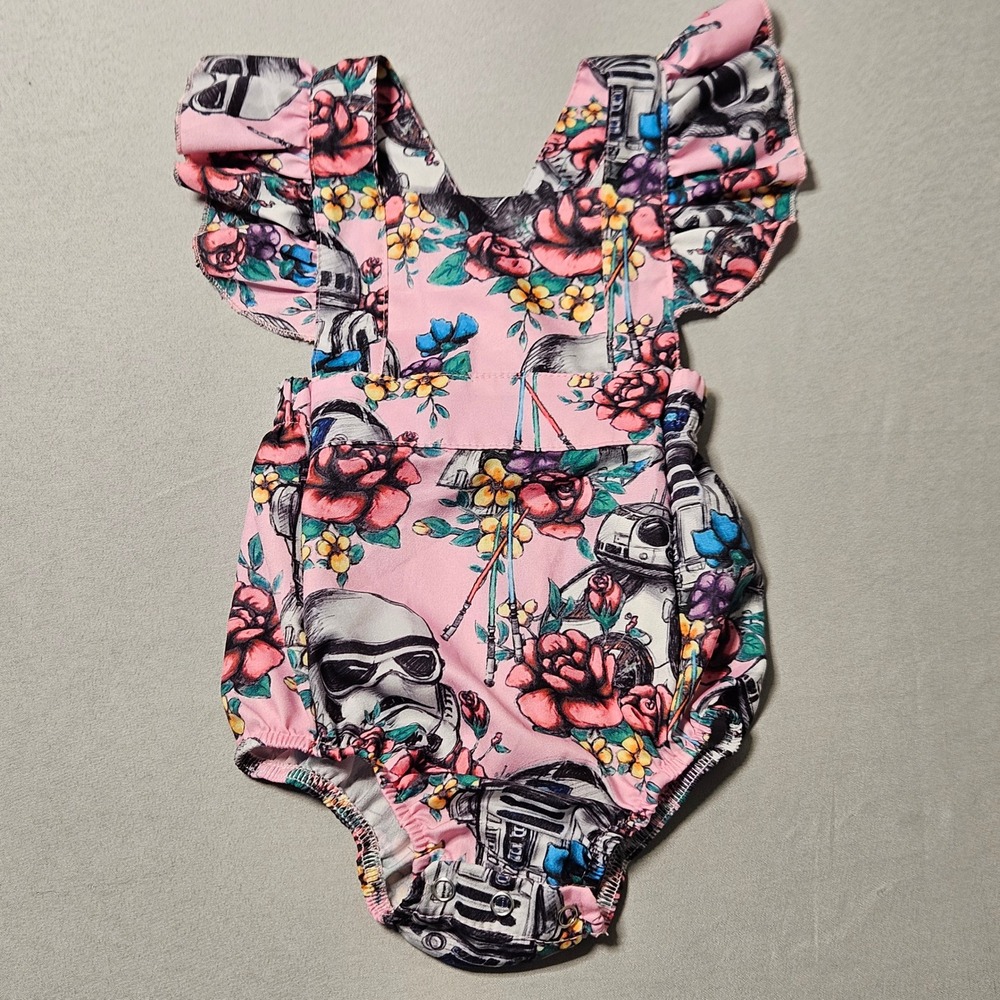 Star Wars Romper Baby 12-18M Pink Floral Ruffle Sleeve FT31624B1 Galactic